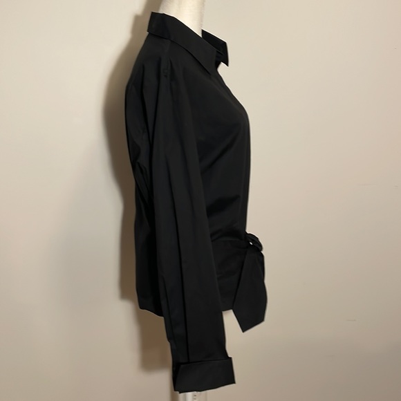 Coldwater Creek Black Tailored Shirt with Fabric wraps around front to tie SZE L - Picture 2 of 9